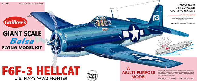 Guillows Grumman F6F-3 Hellcat Balsa Wood Model Airplane Kit